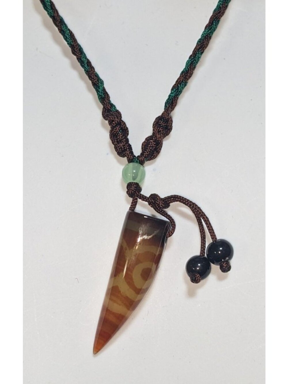 Tibetan Dzi Bead Necklace Three Eye Pendant Spiritual